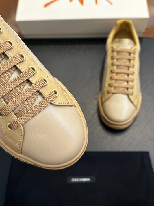 Dolce & Gabbana Portofino leather sneakers - MEN (Yellow)