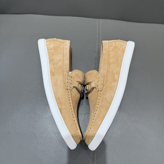 Fendi O"Lock loafers Beige suede loafers for men