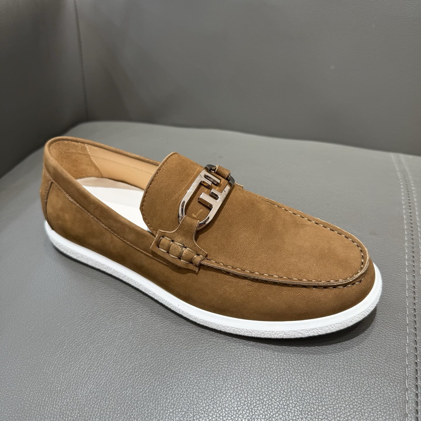 Fendi O"Lock loafers Brown suede loafers for men