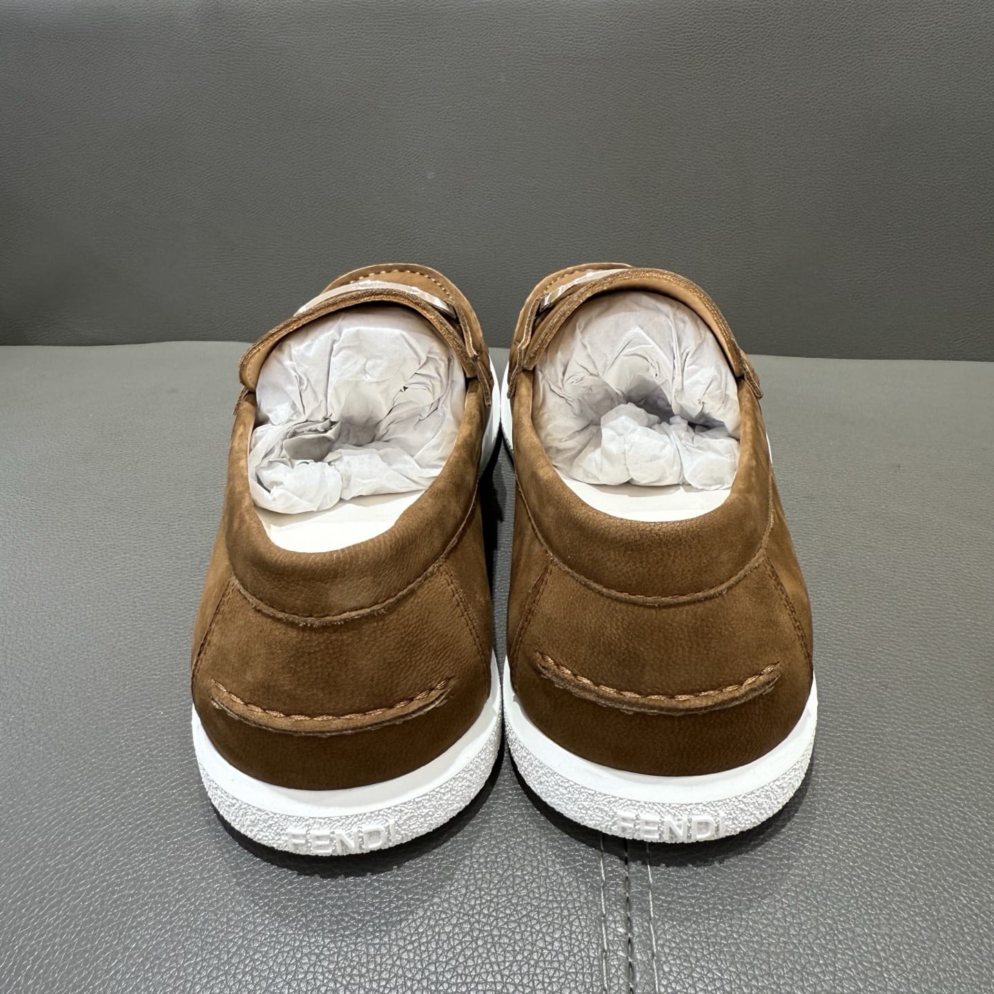 Fendi O"Lock loafers Brown suede loafers for men
