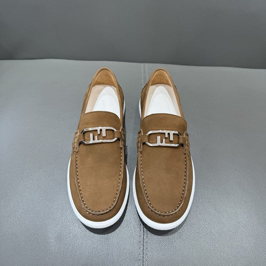 Fendi O"Lock loafers Brown suede loafers for men