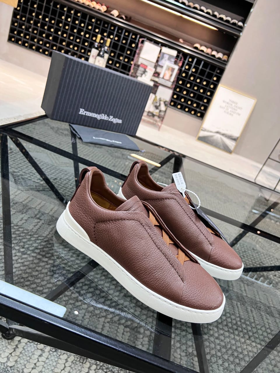 Zegna Brown Triple Stitch™ SECONDSKIN Sneakers for Men