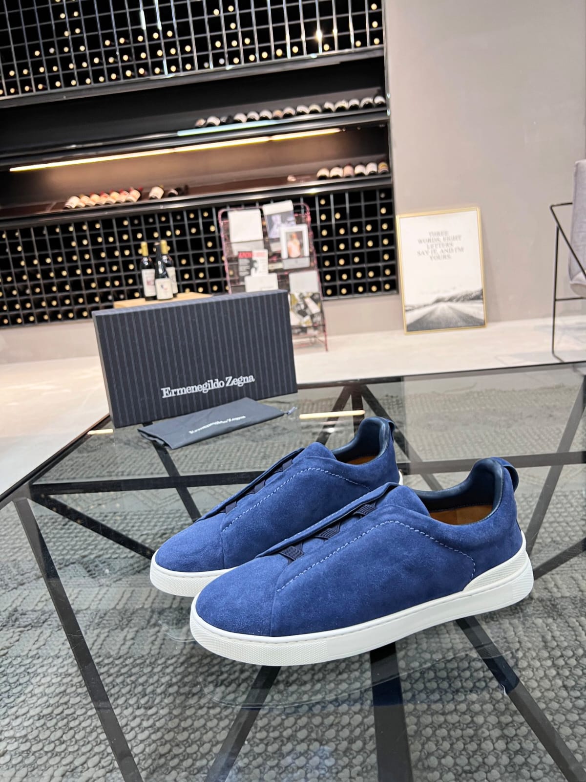 Zegna Utility Blue Suede Triple Stitch™ Sneakers for Men
