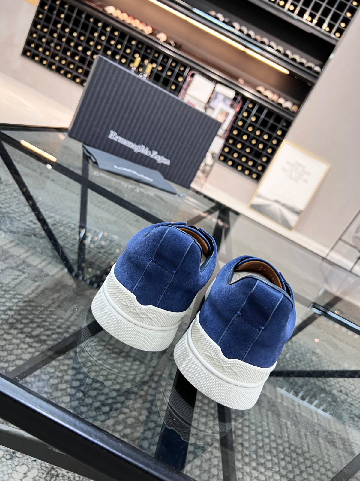 Zegna Utility Blue Suede Triple Stitch™ Sneakers for Men