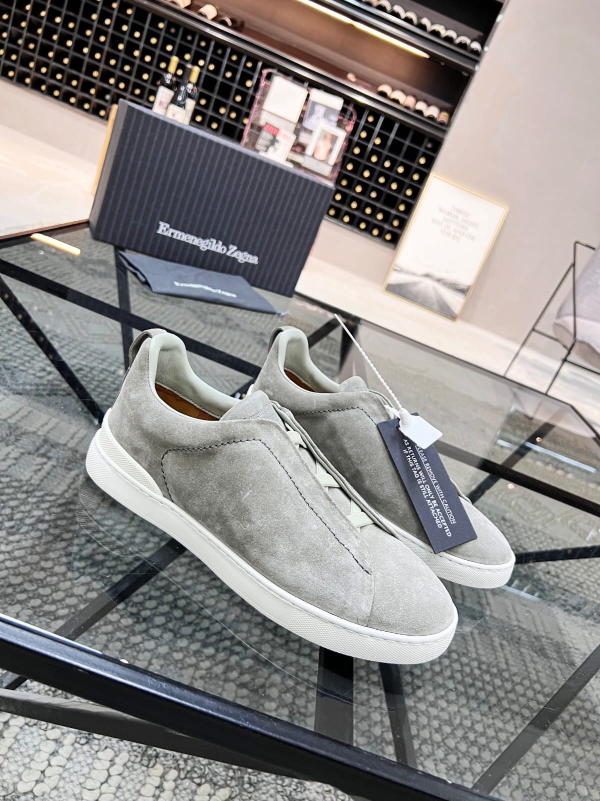 Zegna Grey Mélange Suede Triple Stitch™ Sneakers for Men