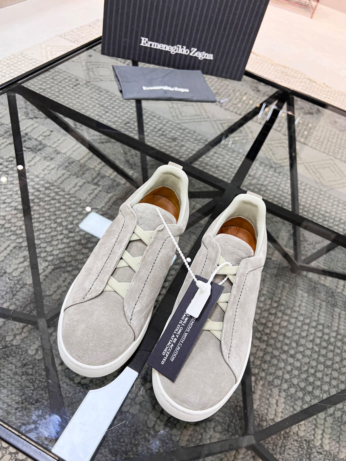 Zegna Grey Mélange Suede Triple Stitch™ Sneakers for Men