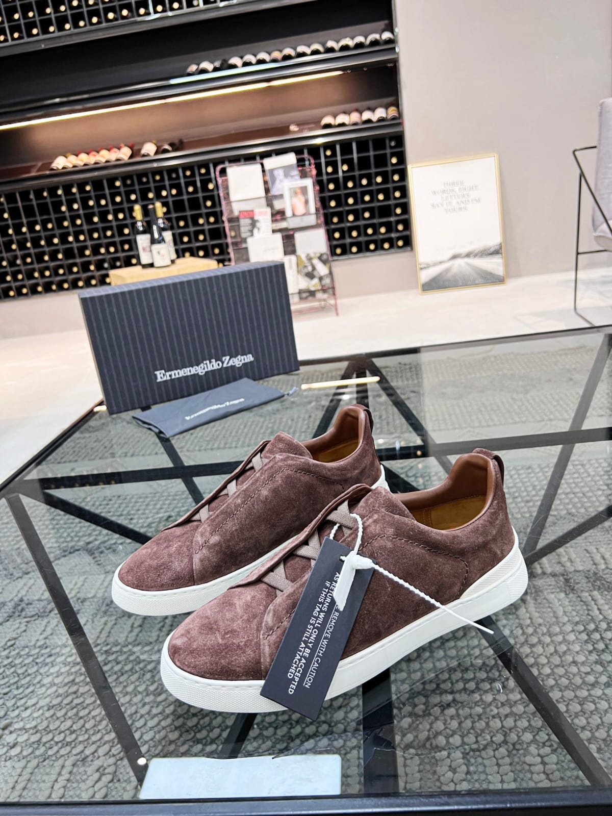 Zegna Brown Suede Triple Stitch™ Sneakers for Men