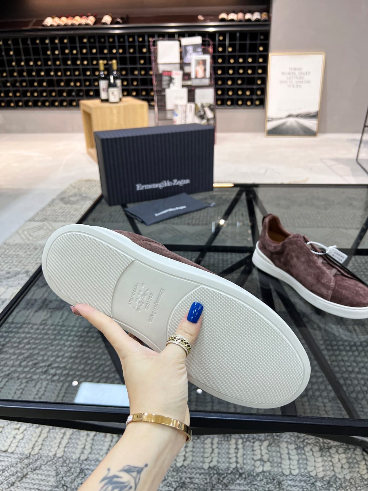 Zegna Brown Suede Triple Stitch™ Sneakers for Men