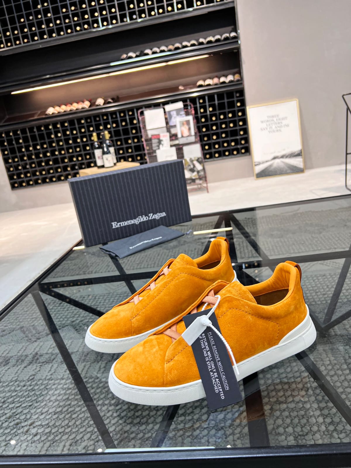 Zegna ochre orange Suede Triple Stitch™ Sneakers for Men