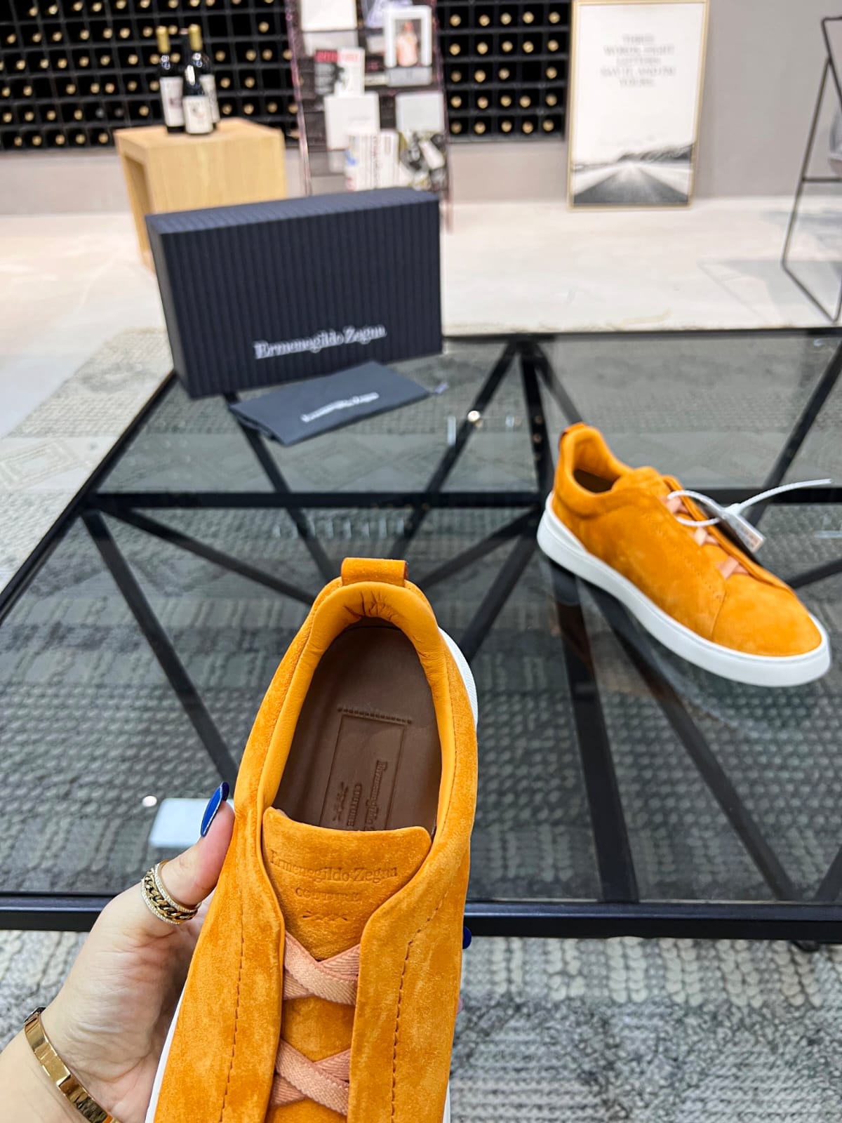 Zegna ochre orange Suede Triple Stitch™ Sneakers for Men