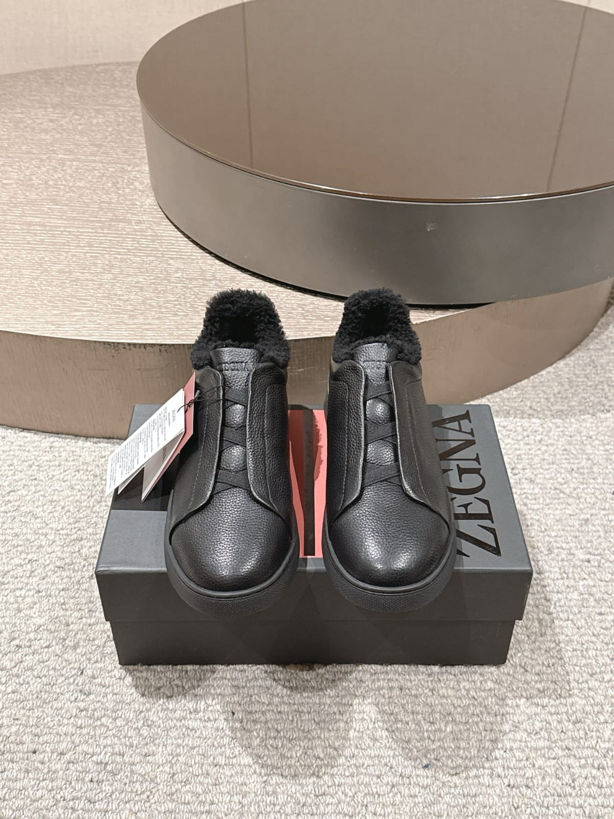 Zegna Black Deerskin Triple Stitch™ Sneakers for Men