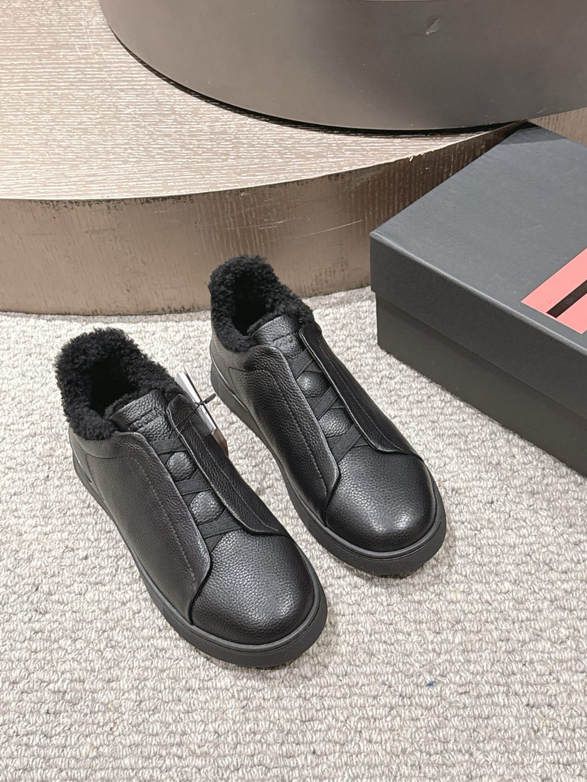 Zegna Black Deerskin Triple Stitch™ Sneakers for Men