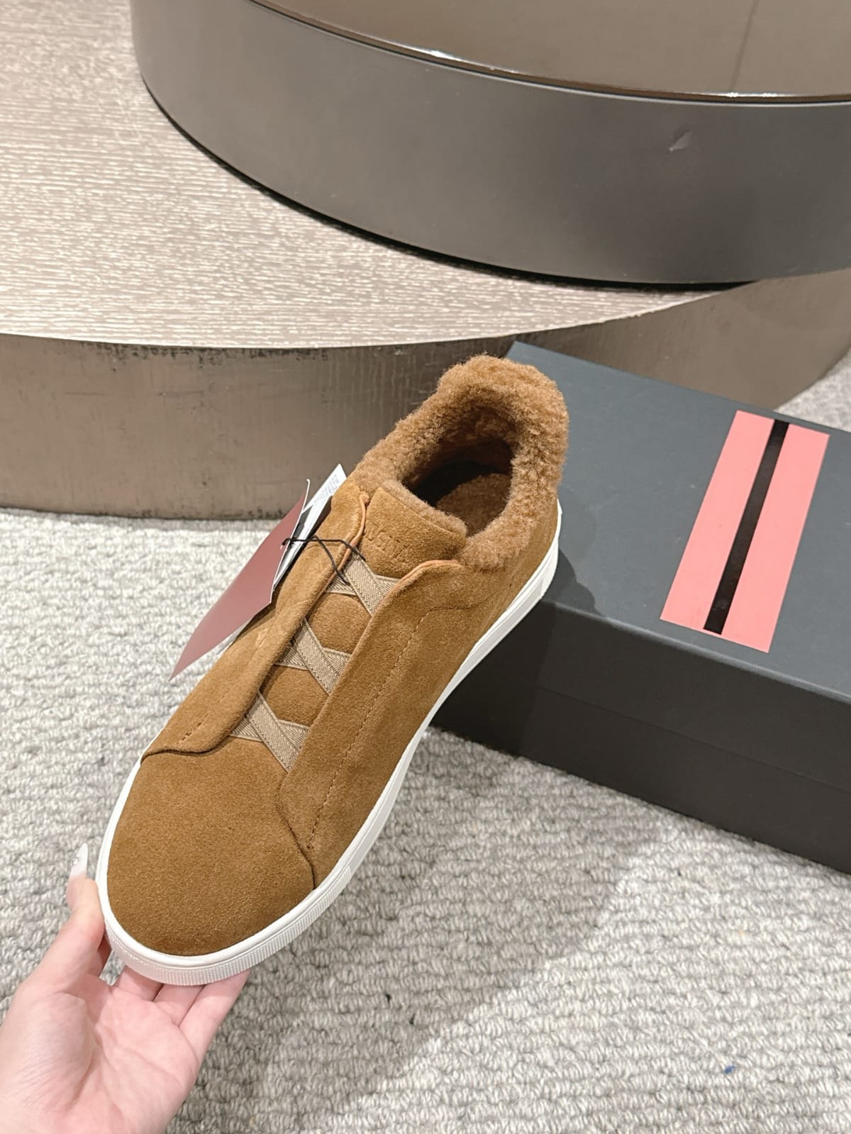 Zegna BEIGE Deerskin Triple Stitch™ Sneakers for Men