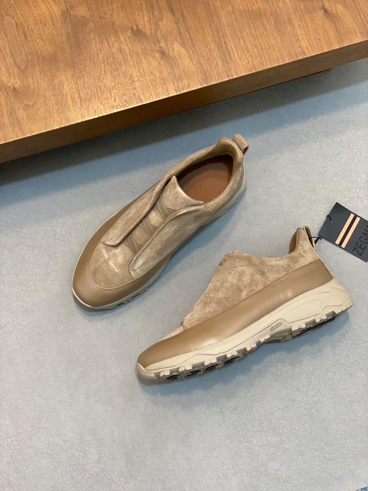 Zegna BEIGE Deerskin Triple Stitch™ Sneakers for Men