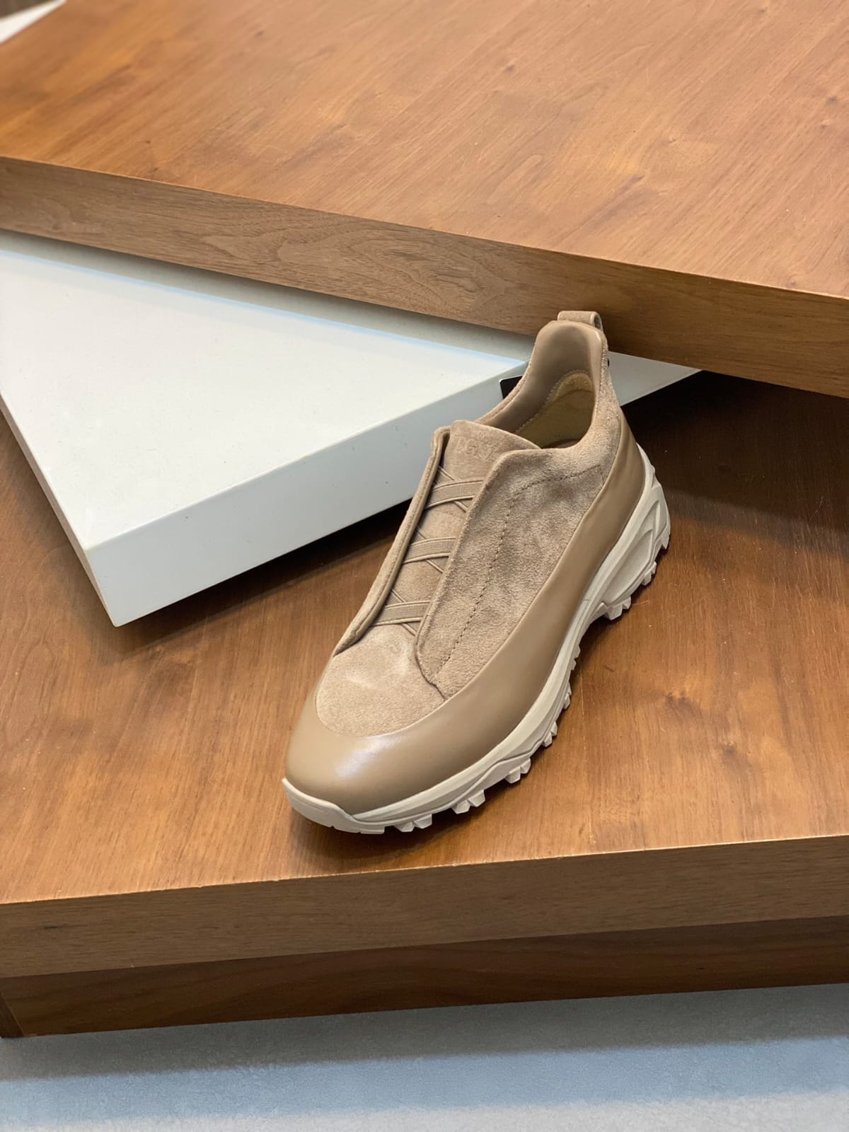 Zegna BEIGE Deerskin Triple Stitch™ Sneakers for Men