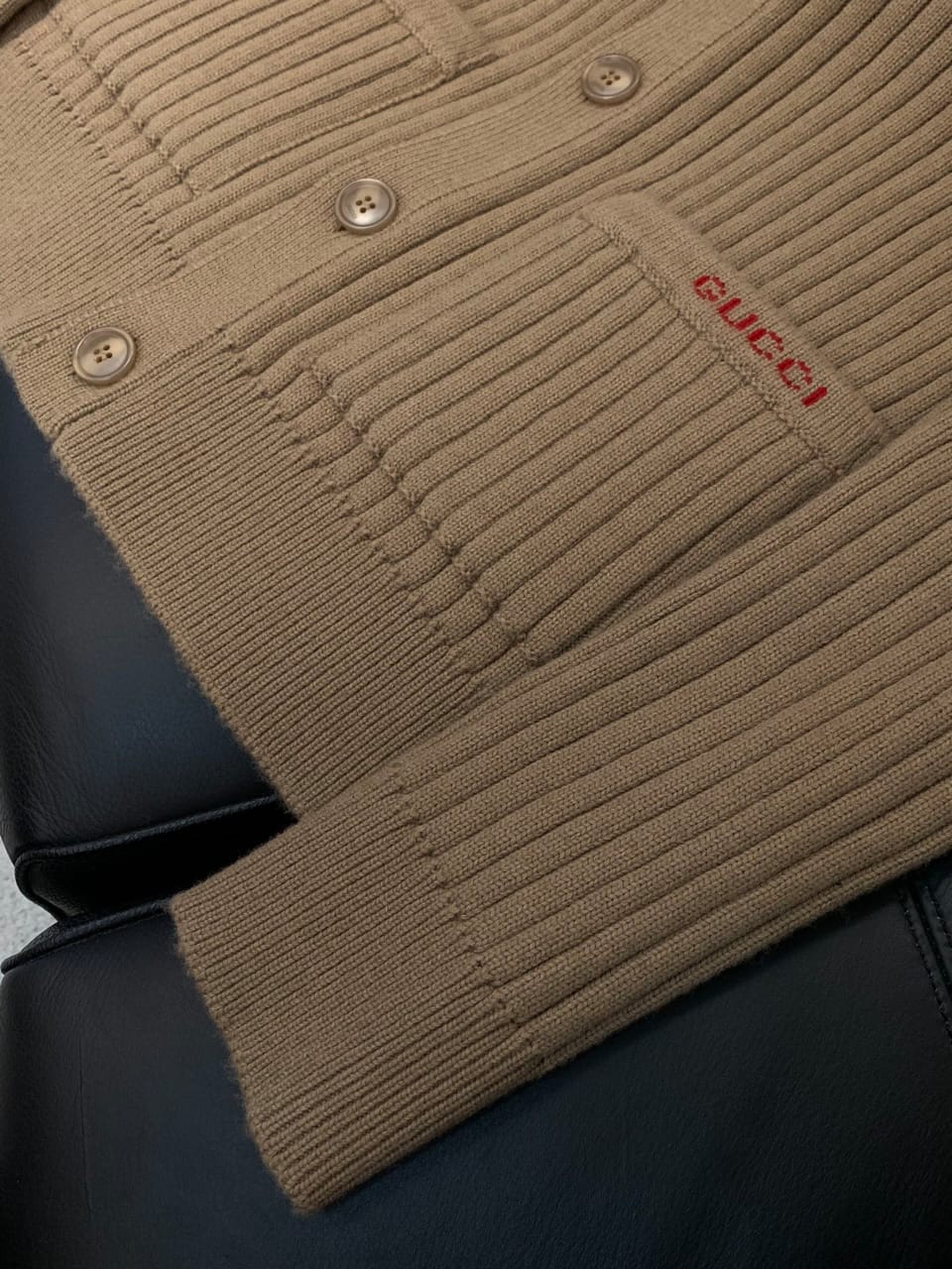 Gucci Rib wool cashmere knit cardigan for men