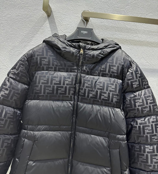 Fendi Black FF jacquard FF technical fabric down jacket for women