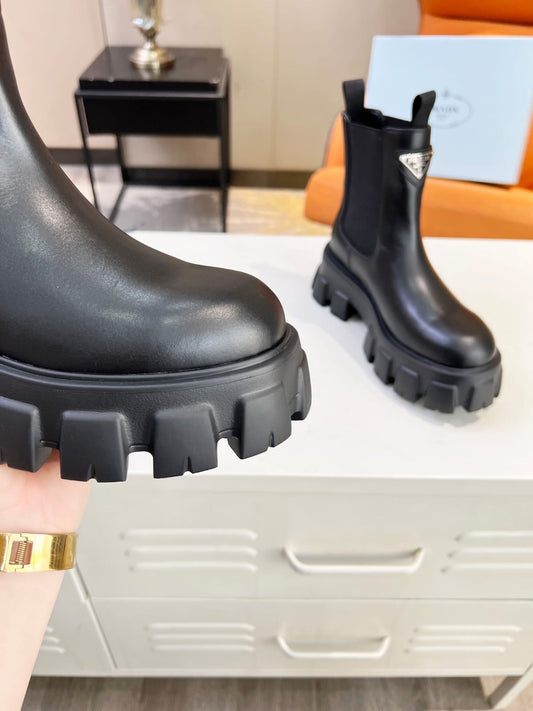 Prada Monolith brushed leather Chelsea boots for women