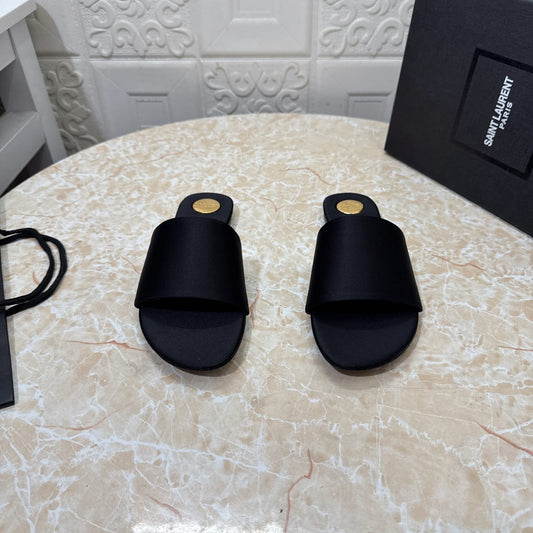 Saint Laurent NICHOLS slides in glazed leather for women