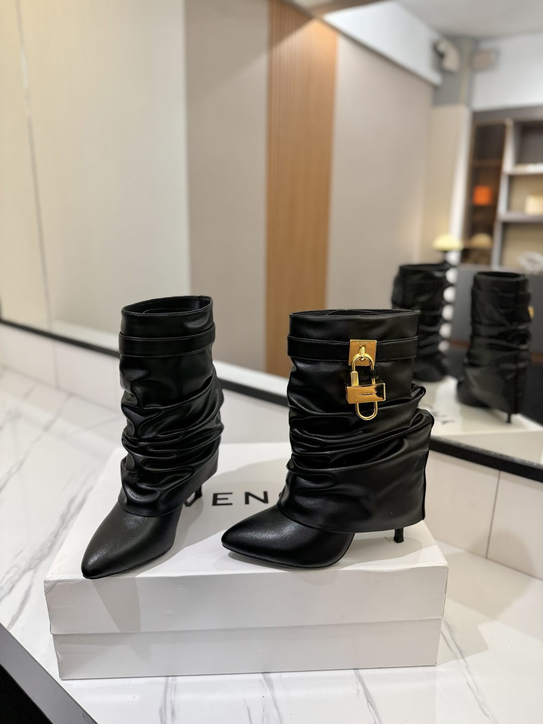 Givenchy Shark Lock Stiletto ankle boots in nappa leather for women