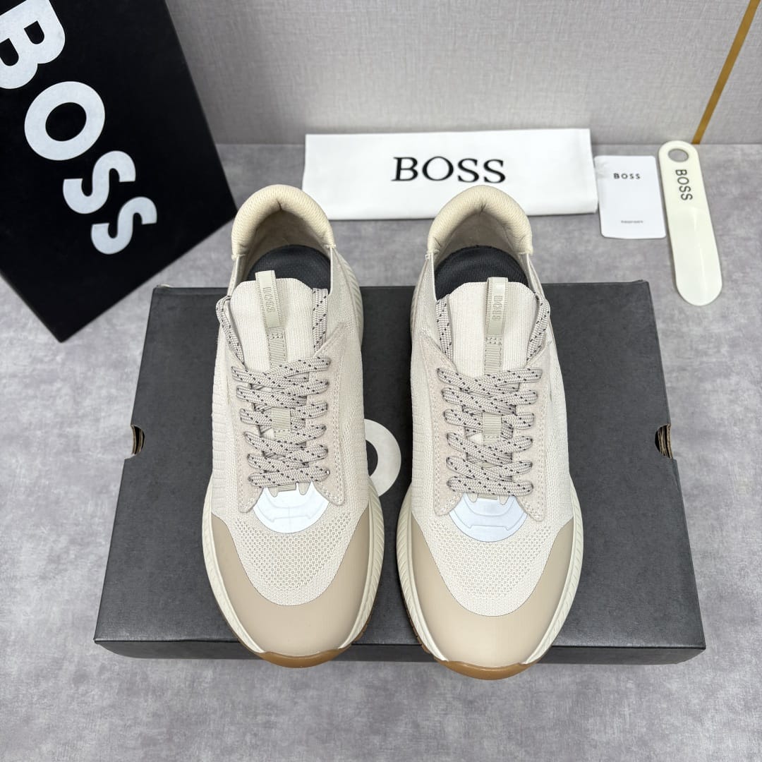 Boss TTNM EVO trainers with knitted uppers and suede trims for men