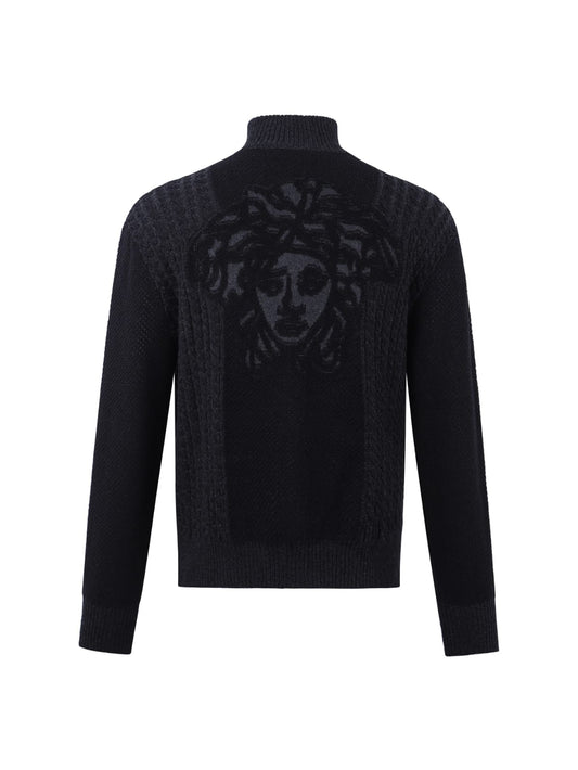Versace Medusa Jacquard Zip Knit Sweater for men