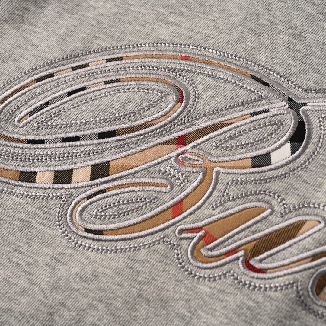 Burberry Check Cursive Logo Cotton Zip Hoodie for men