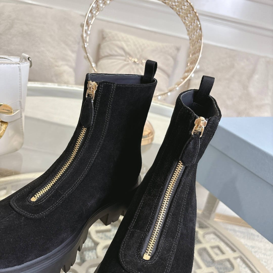 Prada Suede booties with zip for women