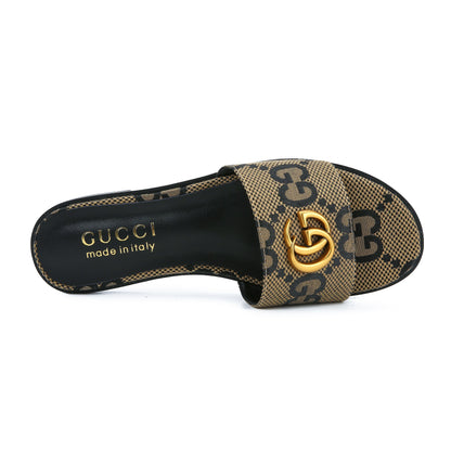 GUCCI Siaga horsebit-detailed canvas-jacquard slides for women