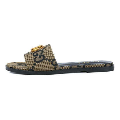 GUCCI Siaga horsebit-detailed canvas-jacquard slides for women