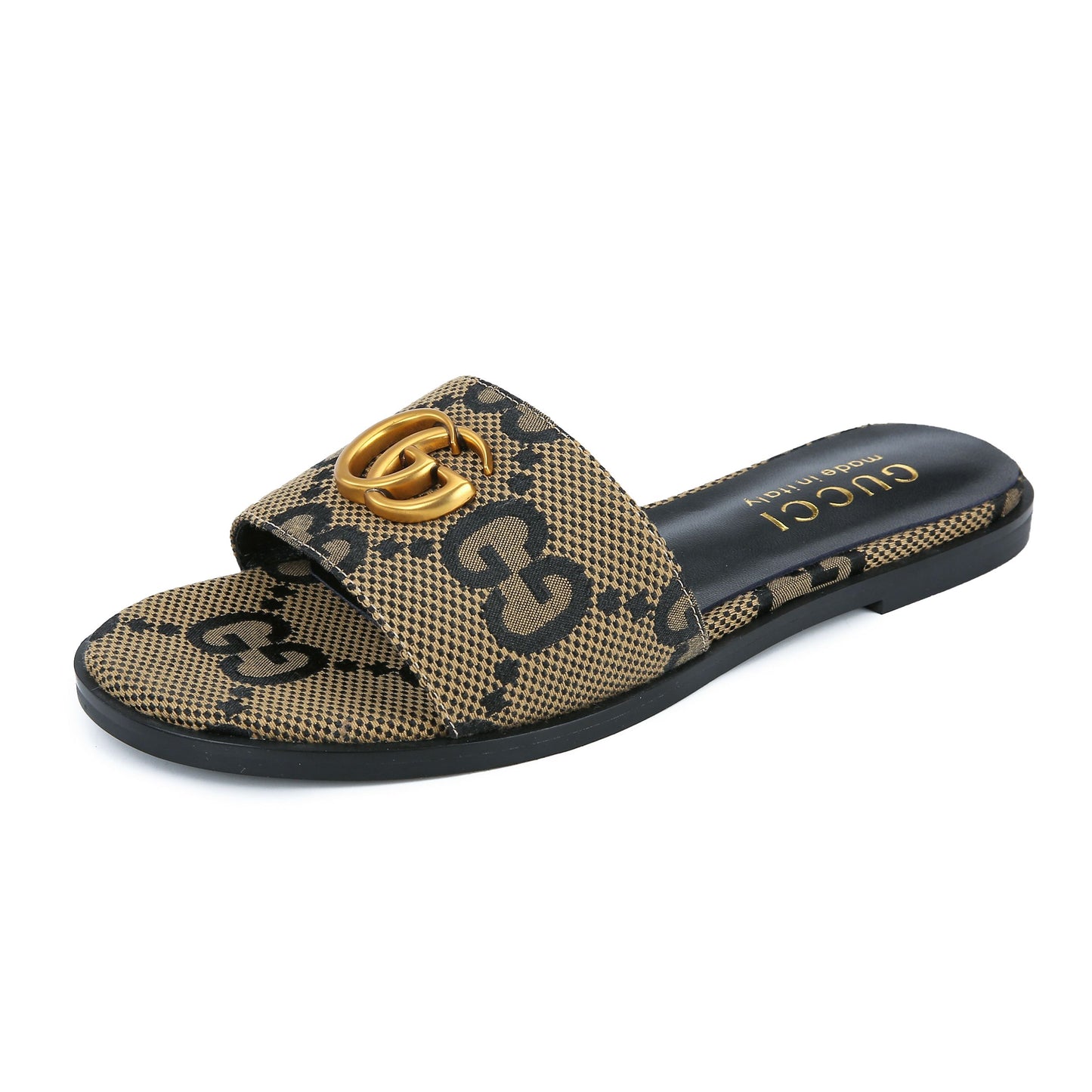 GUCCI Siaga horsebit-detailed canvas-jacquard slides for women