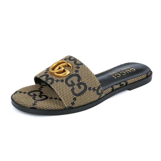 GUCCI Siaga horsebit-detailed canvas-jacquard slides for women