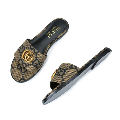 GUCCI Siaga horsebit-detailed canvas-jacquard slides for women