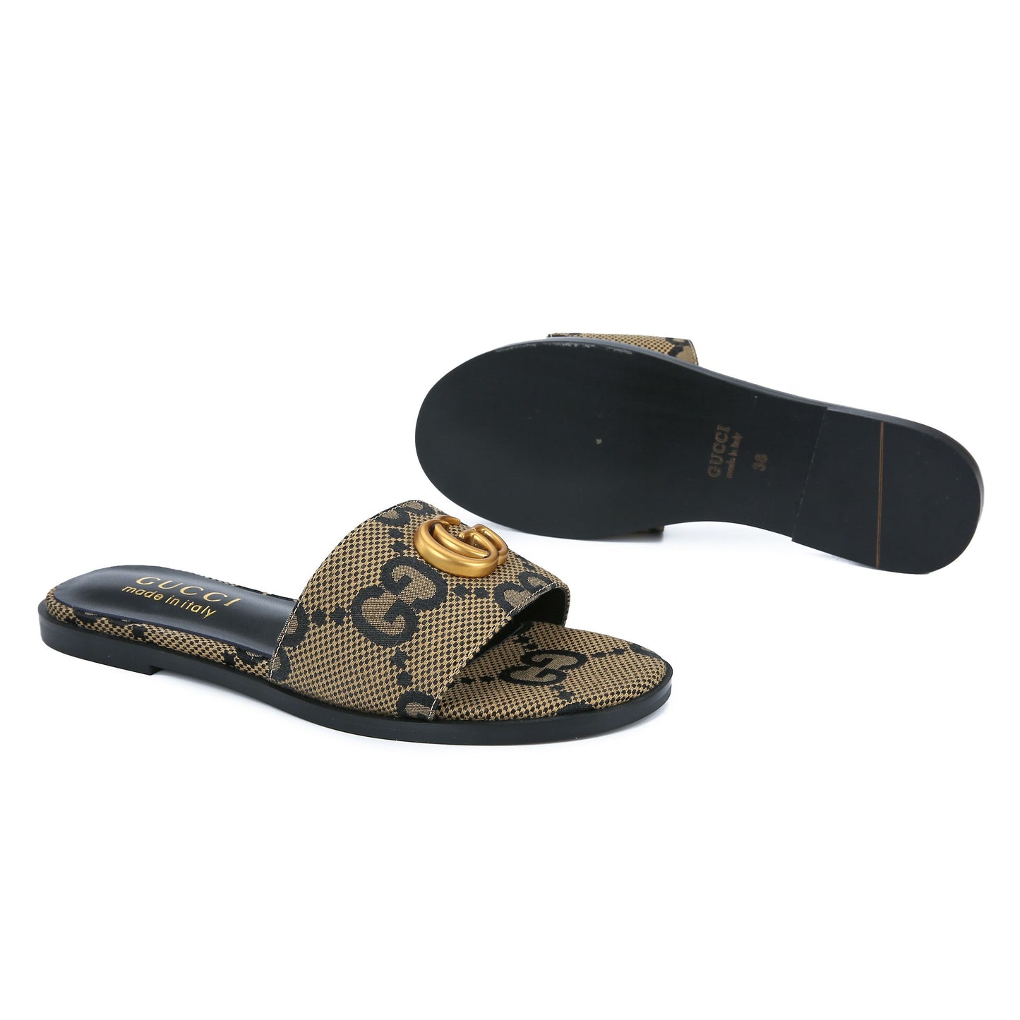 GUCCI Siaga horsebit-detailed canvas-jacquard slides for women