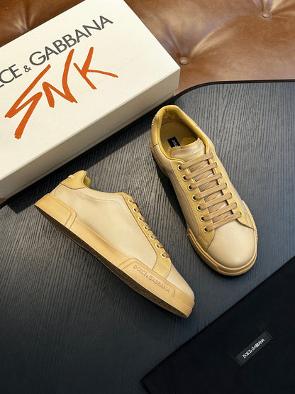 Dolce & Gabbana Portofino leather sneakers - MEN (Yellow)