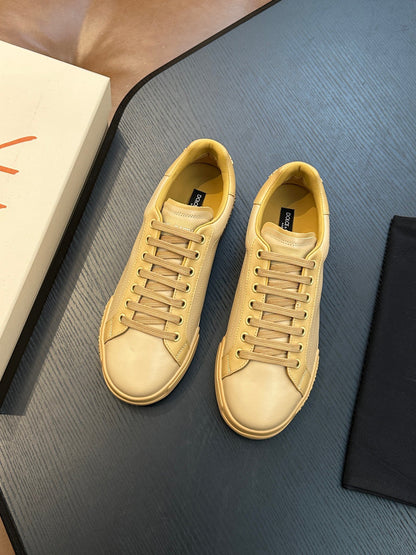 Dolce & Gabbana Portofino leather sneakers - MEN (Yellow)