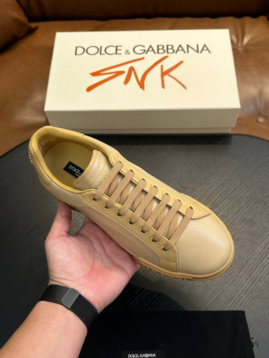 Dolce & Gabbana Portofino leather sneakers - MEN (Yellow)