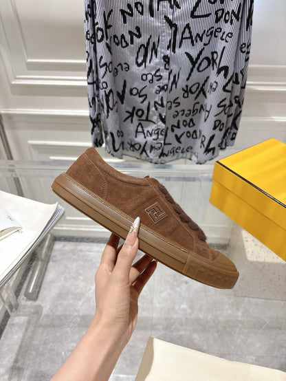 Fendi Domino Trainers Brown suede low-tops for men