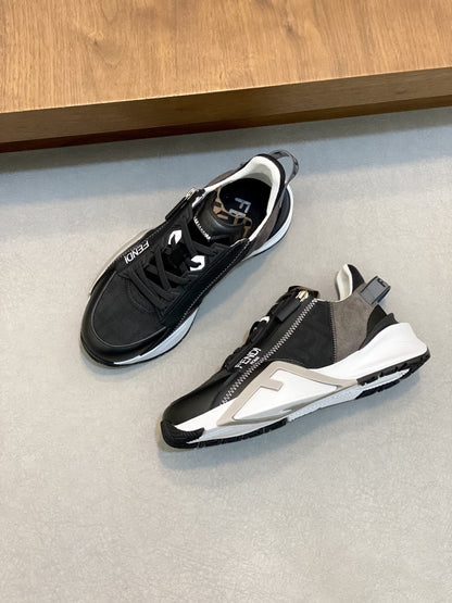 Fendi Flow Trainers Black FF Jacquard running shoes for men