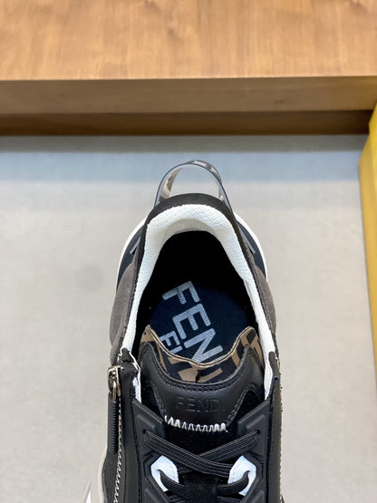 Fendi Flow Trainers Black FF Jacquard running shoes for men