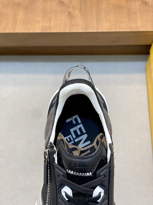 Fendi Flow Trainers Black FF Jacquard running shoes for men