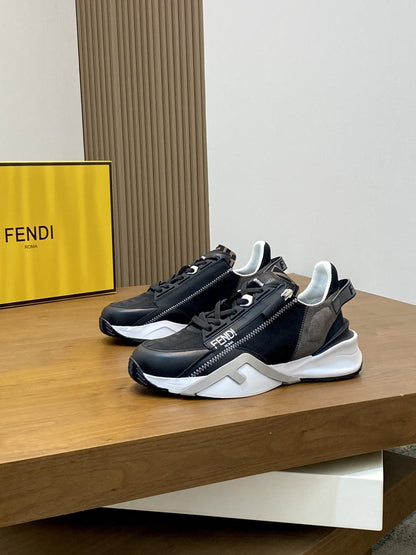 Fendi Flow Trainers Black FF Jacquard running shoes for men