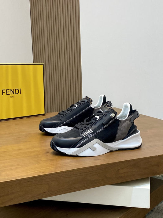 Fendi Flow Trainers Black FF Jacquard running shoes for men