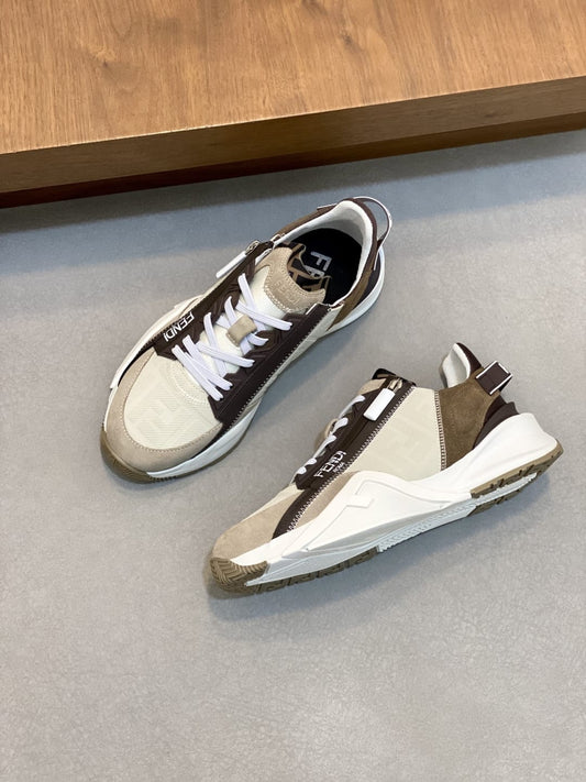 Fendi Flow Trainers Beige nubuck leather low-tops   for men