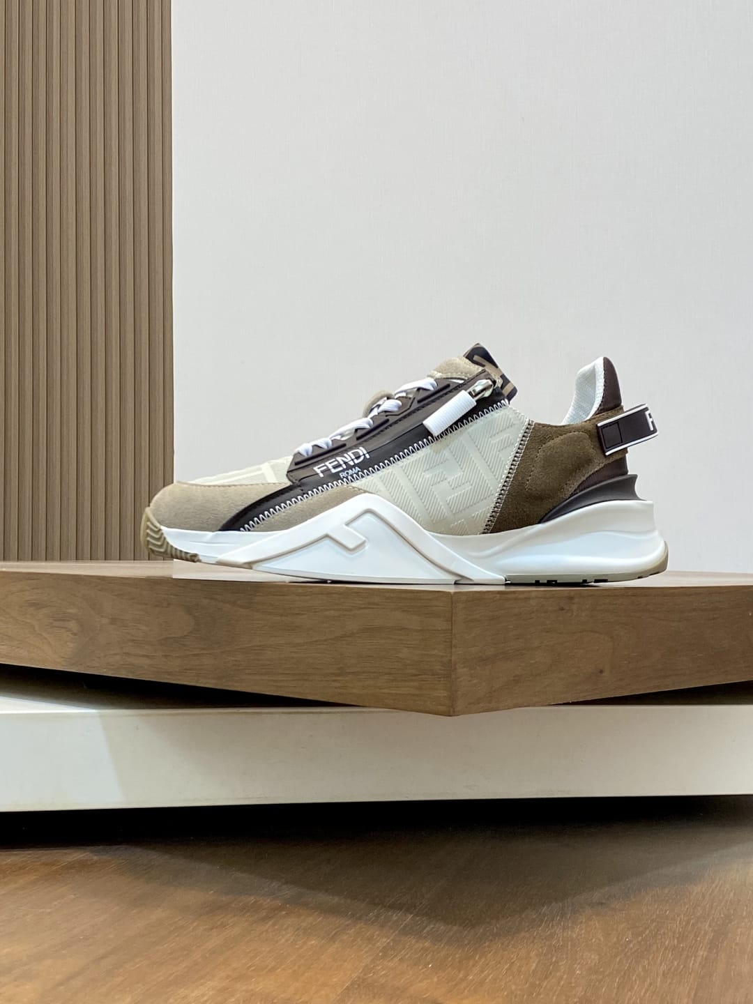 Fendi Flow Trainers Beige nubuck leather low-tops   for men