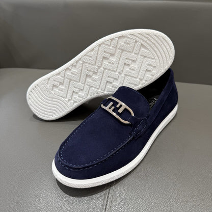 Fendi O"Lock loafers Blue suede loafers for men