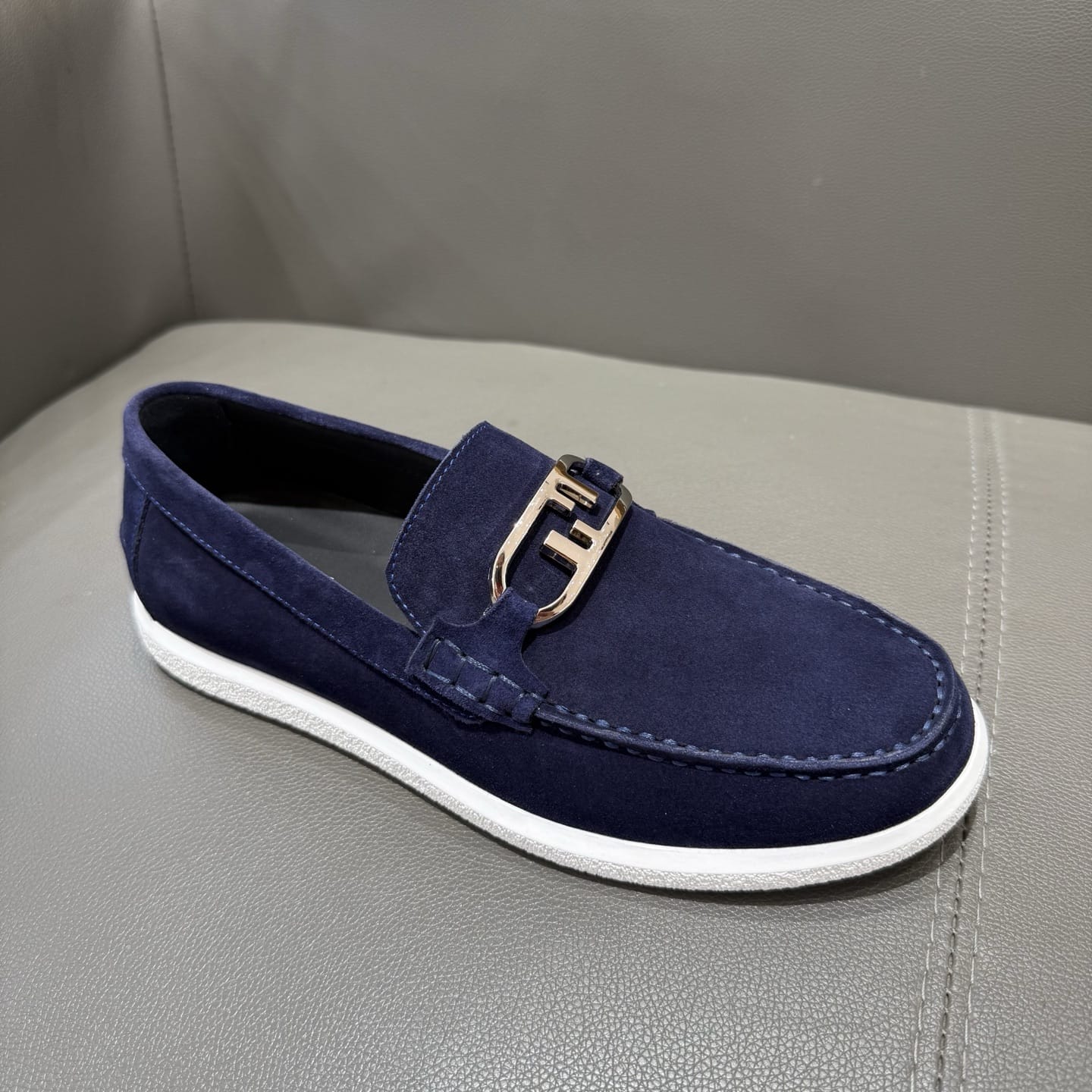 Fendi O"Lock loafers Blue suede loafers for men