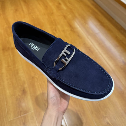 Fendi O"Lock loafers Blue suede loafers for men