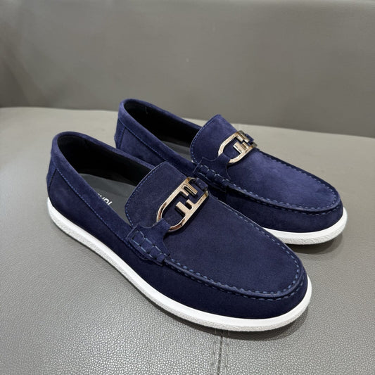 Fendi O"Lock loafers Blue suede loafers for men