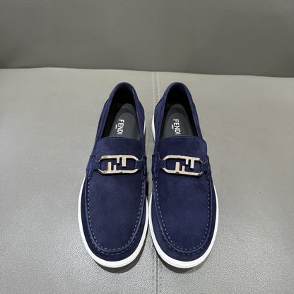 Fendi O"Lock loafers Blue suede loafers for men